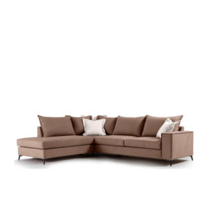 Γωνιακός καναπές δεξιά γωνία Romantic pakoworld ύφασμα mocha-cream + Δώρο Γάντια Εργασίας(Εως 6 Άτοκες ή 60 Δόσεις)