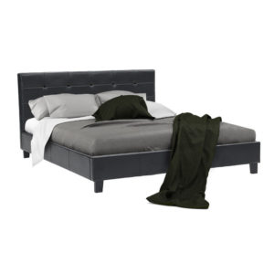 Κρεβάτι Desi pakoworld διπλό 160x200 PU χρώμα μαύρο ματ με ανατομικές τάβλες + Δώρο Γάντια Εργασίας(Εως 6 Άτοκες ή 60 Δόσεις)