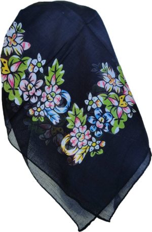 Παραδοσιακή μαντήλα MARK790 Αξεσουάρ Παραδοσιακής Στολής BLACK FLOWER
