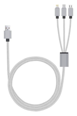 POWERPLUS USB MULTICABLE ΚΑΛΩΔΙΟ 1M ΜΕ ΤΡΕΙΣ ΕΞΟΔΟΥΣ USB-C / micro-USB / Lightning