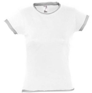SOL S MOOREA 11570 Γυναικείο T-shirt Jersey 170grs 100% Βαμβάκι Ringspun σεμί πενιέ WHITE/GREY MELANGE-980