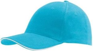 Sol s Buffalo 88100 Εξάφυλλο καπέλο τζόκεϊ 100% χοντρό βαμβάκι χνουδιασμένο 260gr TURQUOISE/WHITE-919