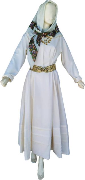 Παραδοσιακή Φορεσιά Νυφική Κάλυμνος Ενηλίκων MARK051 2 Σειρές Κολιέ WHITE Χωρίς Μαντήλι Με Πόρπη