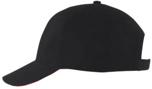 Sol s Solar - 03092 Εξάφυλλο καπέλο τζόκεϊ 100% Ελαφρώς βουρτσισμένο βαμβάκι 180gr BLACK/RED-917