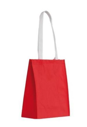 UBAG MADRID Τσάντα αγοράς με χρωματική αντίθεση στο χερούλινα / Non woven 28 x 35 x 15εκ. RED