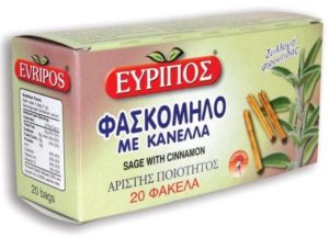 Φασκόμηλο Με Κανέλλα Εύριπος 20 Φάκελα Τσάι Φυσικό Ελληνικό Τονωτικό Προϊόν Άριστης Ποιότητος