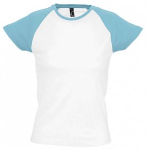 Sol s Milky 11195 Γυναικείο δίχρωμο t-shirt με ρεγκλάν μανίκια 100% βαμβάκι WHITE/ATOLL BLUE-958