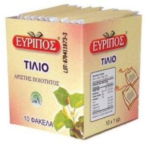Τσάι Τίλιο Εύριπος 10 Φάκελα Φυσικό Χαλαρωτικό Προϊόν Άριστης Ποιότητος