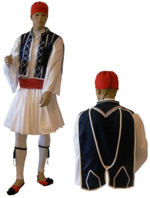 Παραδοσιακή Φορεσιά Τσολιά Με Λευκά Σιρίτια Ανδρικός MARK675 τσολιάς Με καλύπτρες παπουτσιών Χωρίς περισκελίδα