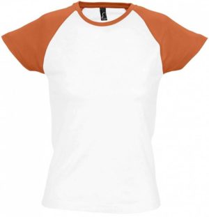 Sol s Milky 11195 Γυναικείο δίχρωμο t-shirt με ρεγκλάν μανίκια 100% βαμβάκι WHITE/ORANGE-981