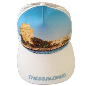 Atlantis Mesh Souvenir Καπέλο Thessaloniki Θεσσαλονίκη Πεντάφυλλο τζόκεϊ 100% Πολυέστερ WHITE