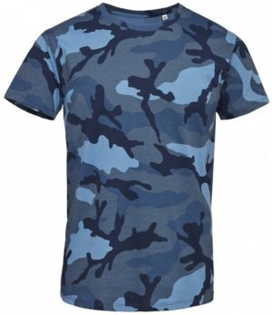 Sol s Camo Men 01188 Ανδρικό T-shirt παραλλαγής 100% βαμβάκι ringspun σεμί-πενιέ BLUE CAMO - 536