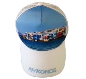Atlantis Mesh Souvenir Καπέλο Mykonos Μύκονος Πεντάφυλλο τζόκεϊ 100% Πολυέστερ WHITE