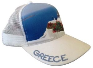 Atlantis Mesh Souvenir Καπέλο Greece Ελλάδα Πεντάφυλλο τζόκεϊ 100% Πολυέστερ WHITE