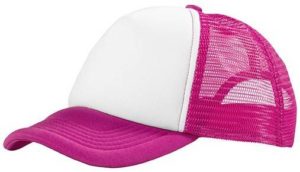 TRUCKER Πεντάφυλλο καπέλο με δίχτυ 100% Πολυέστερ 100-105gsm με σφουγγάρι στο γείσο και στο μέτωπο PF CONCEPT White/Pink