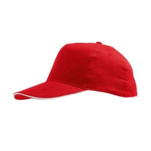 Sol s Sunny 88110 βαμβακερό 180gr Πεντάφυλλο καπέλο τζόκεϊ RED/WHITE-908