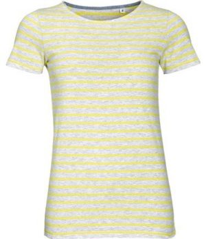 Sol s Miles Women 01399, Γυναικείο μοντέρνο μπλουζάκι 100% Ringspun βαμβάκι σεμί-πενιέ ASH / LEMON - 798