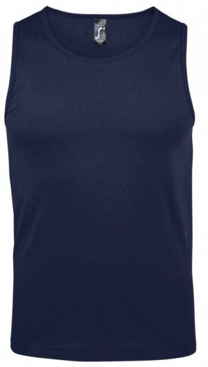Sol s Justin 11465, Ανδρικό αμάνικο t-shirt Jersey 150 γρ. 100% βαμβάκι Ringspun σεμί πενιέ. FRENCH NAVY-319