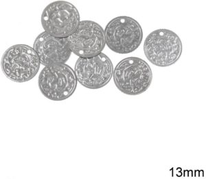 100 τεμάχια Φλουρί Ατσάλινο για Παραδοσιακές Στολές - Κοσμήματα 13mm MARK054 STEEL