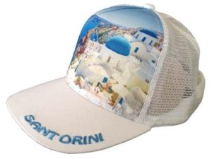 Atlantis Mesh Souvenir Καπέλο Santorini Σαντορίνη Πεντάφυλλο τζόκεϊ 100% Πολυέστερ WHITE