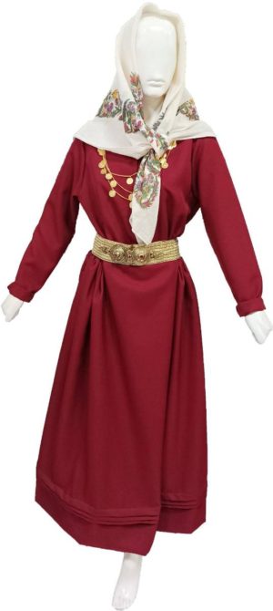 Παραδοσιακή Φορεσιά Κάλυμνος Ενηλίκων MARK730 2 Σειρές Κολιέ BURGUNDY Χωρίς Μαντήλι Με Πόρπη
