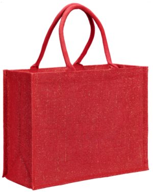 UBAG CORTINA Τσάντα αγοράς από γιούτα και χρυσή κλωστή 100% Jute 42x33x19εκ. RED