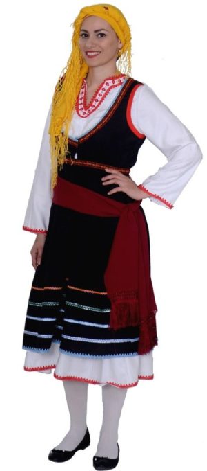 Παραδοσιακή Φορεσιά Ρόδος - Δωδεκάνησα Γυναικεία MARK623 Εμπριμέ με κρόσσια