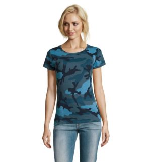 Sol s Camo Women 01187 Γυναικείο T-shirt παραλλαγής 100% βαμβάκι ringspun σεμί-πενιέ BLUE CAMO - 536
