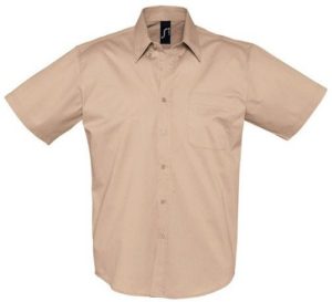 Sol s Brooklyn 16080 Ανδρικό κοντομάνικο πουκάμισο 100% Βαμβάκι BEIGE-114