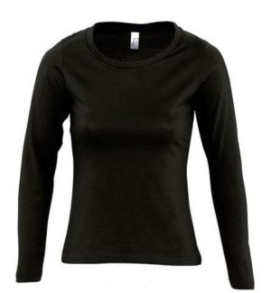 Sol s Majestic - 11425 Γυναικειο μακρυμάνικο t-shirt Jersey 150 γρ. - 100% βαμβάκι Ringspun σεμί-πενιέ DEEP BLACK-309