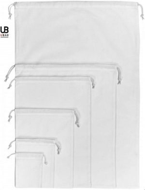 UBAG Lou L τσάντα Πουγκί με κορδόνια 100% Οργανικό βαμβάκι 130gsm 40x50εκ. WHITE