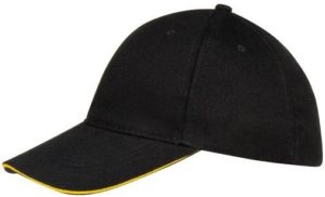 Sol s Buffalo 88100 Εξάφυλλο καπέλο τζόκεϊ 100% χοντρό βαμβάκι χνουδιασμένο 260gr BLACK/YELLOW - 984