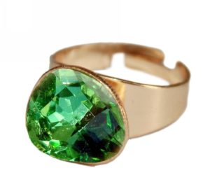 Kostibas 2512-541XP, Δαχτυλίδι, Γυαλί, Μεταλλικό, Χρυσό με Πράσινο Κρυσταλλάκι