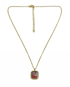 Kostibas 1013-869X3, Κολιέ, Ατσάλι, Χρυσό με πολύχρωμη πέτρα