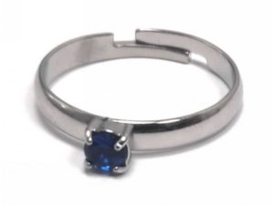 Karma 2222-028A, Δαχτυλίδι, Ατσάλι 316L, Με μπλέ κρυσταλλάκι, Ασημί