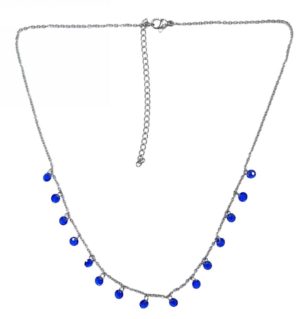Kostibas 1013-868AD, Κολιέ, Ατσάλι, Ασημί, Με γυαλί μπλε