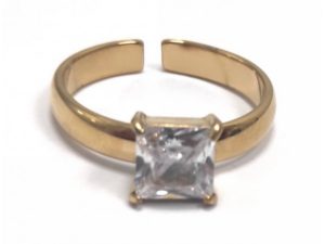 Karma 2222-026X, Δαχτυλίδι, Ατσάλι 316L, Με λευκό κρυσταλλάκι, Χρυσό