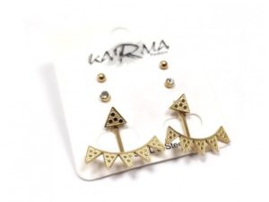 Karma 2112-360X, Σκουλαρίκια, Ατσάλι 316L, 3 τεμάχια, Χρυσό