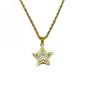 Kostibas 1013-980XL, Κολιέ, Ατσάλι, Χρυσό με μοτίφ λευκό αστέρι