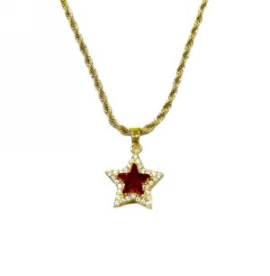 Kostibas 1013-980XD, Κολιέ, Ατσάλι, Χρυσό με μοτίφ μπορντώ αστέρι