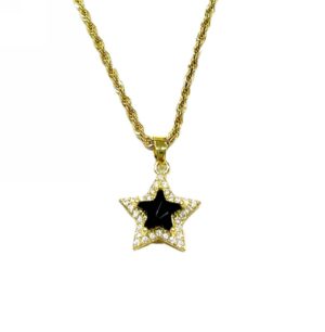 Kostibas 1013-980XM, Κολιέ, Ατσάλι, Χρυσό με μοτίφ μαύρο αστέρι