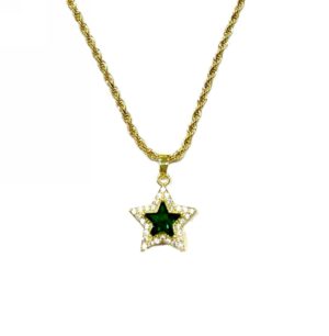 Kostibas 1013-980XP, Κολιέ, Ατσάλι, Χρυσό με μοτίφ πράσινο αστέρι