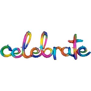 Μπαλόνι Φοιλ Script Phrase Celebrate Rainbow Splash 149εκ x 50εκ A3918311