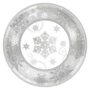 Πιάτα χάρτινα γλυκού 18εκ Sparkling Snowflake /8 τεμ M541559