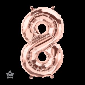 Μπαλόνι Φόιλ Μίνι Νούμερο ροζ χρυσό 8 41εκ. με βαλβίδα 059117