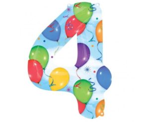 Φοιλ Σχήμα Νούμερο 4 Balloons & Streamers 66εκ Χ 88εκ ύψος A2825101