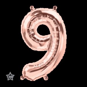 Μπαλόνι Φόιλ Μίνι Νούμερο ροζ χρυσό 9 41εκ. με βαλβίδα 059119