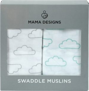 Mama Designs Μουσελίνες από οργανικό βαμβάκι - Σετ 2 τεμ. 120cm x 120cm Cloud MSWADC MSWADC