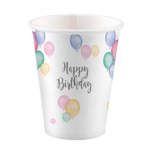 Ποτήρια χάρτινα 250ml Happy Birthday Pastel /8 τεμ M9903710
