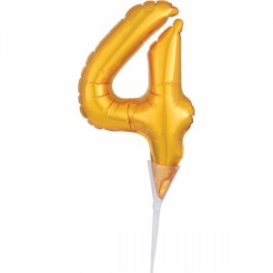 Μπαλόνι Φοιλ Μικρό Cake Pick Number 4 Χρυσό 15εκ A3735201